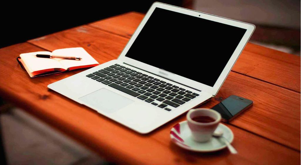 laptop on table